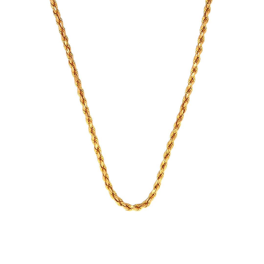22K Yellow Gold Classic 26-Inch Rope Chain Necklace