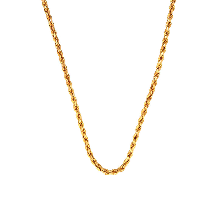 22K Yellow Gold Classic 26-Inch Rope Chain Necklace