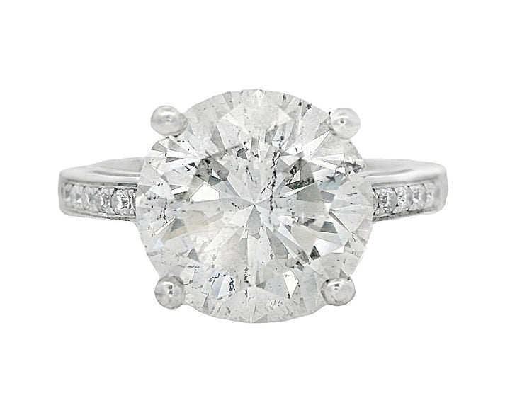 18K White Round Diamond 4.02Ct Solitaire Engagement Ring