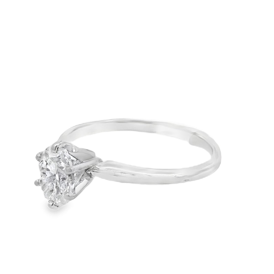 14K White Oval Diamond 0.75Ct Solitaire Engagement Ring