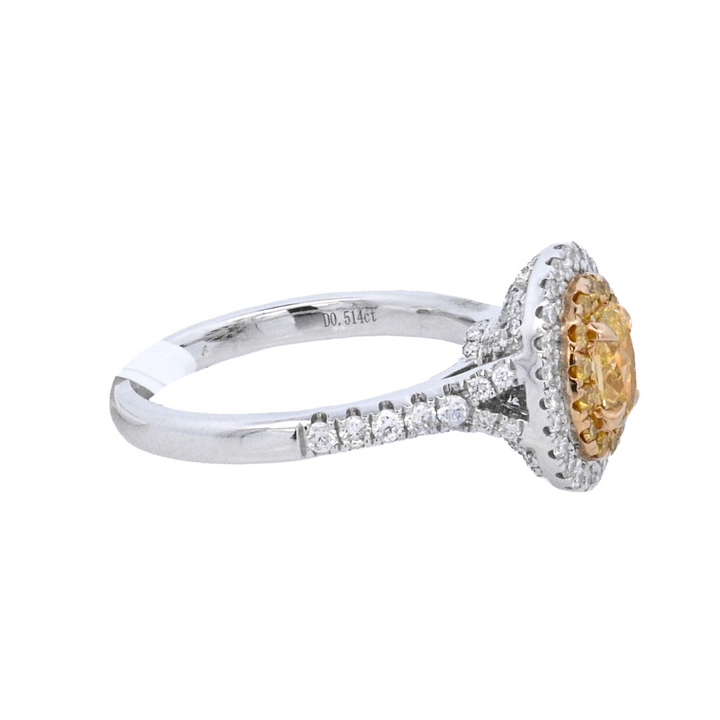 14K Two-Tone Oval Yellow Diamond Fashion Ring