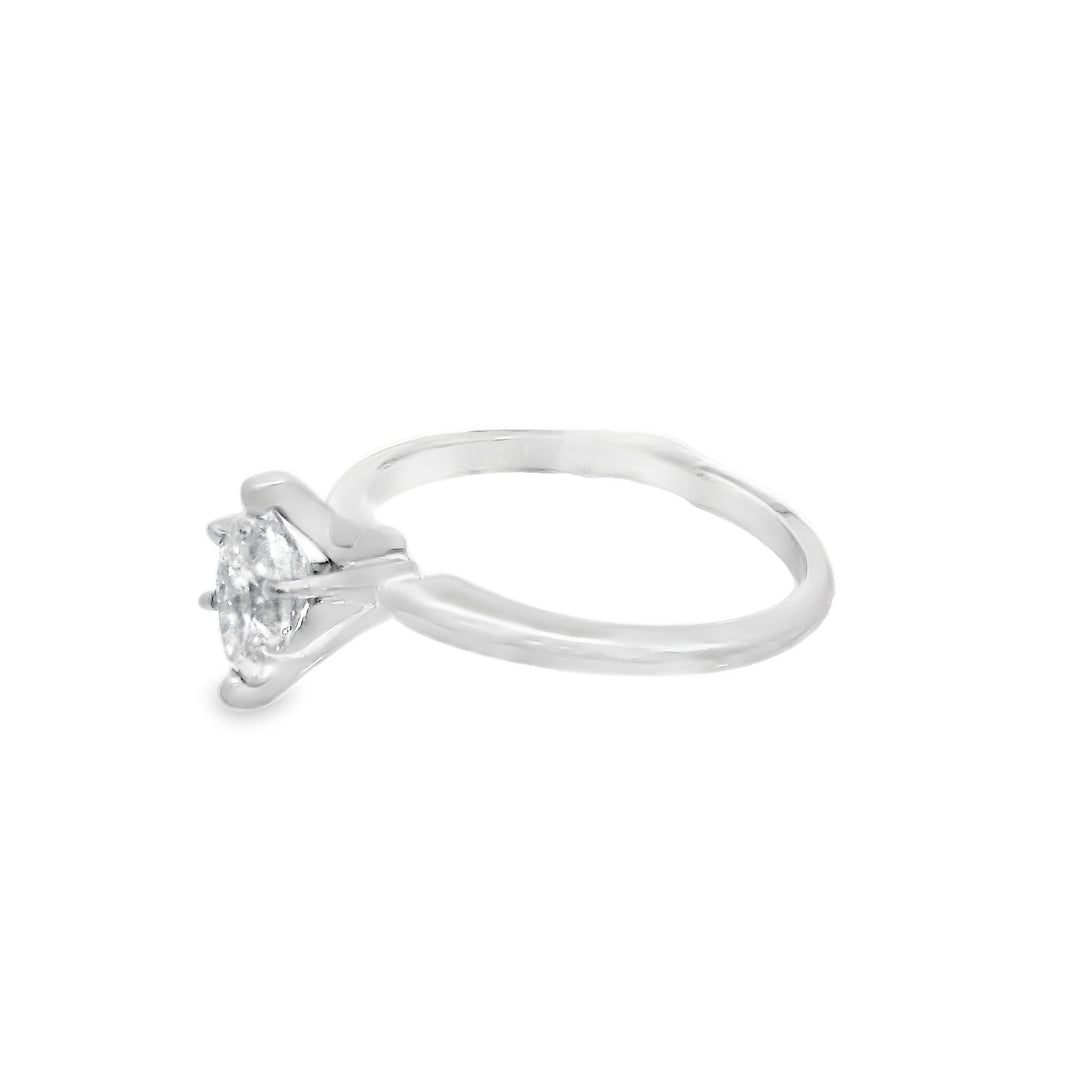 14K White Marquise Diamond 0.76Ct Solitaire Engagement Ring