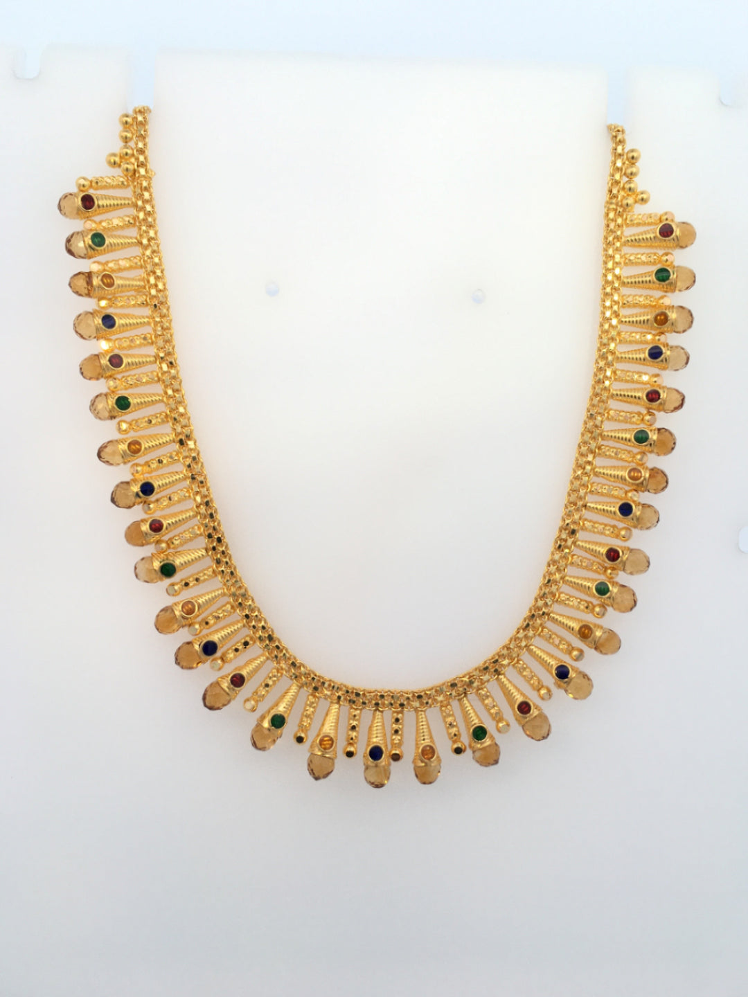 22K Yellow Gold Multi-Color Artisan Pendant Necklace (16)
