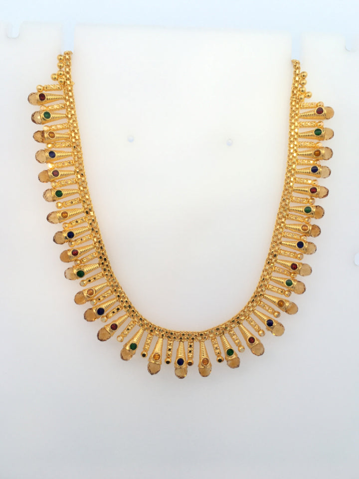 22K Yellow Gold Multi-Color Artisan Pendant Necklace (16)