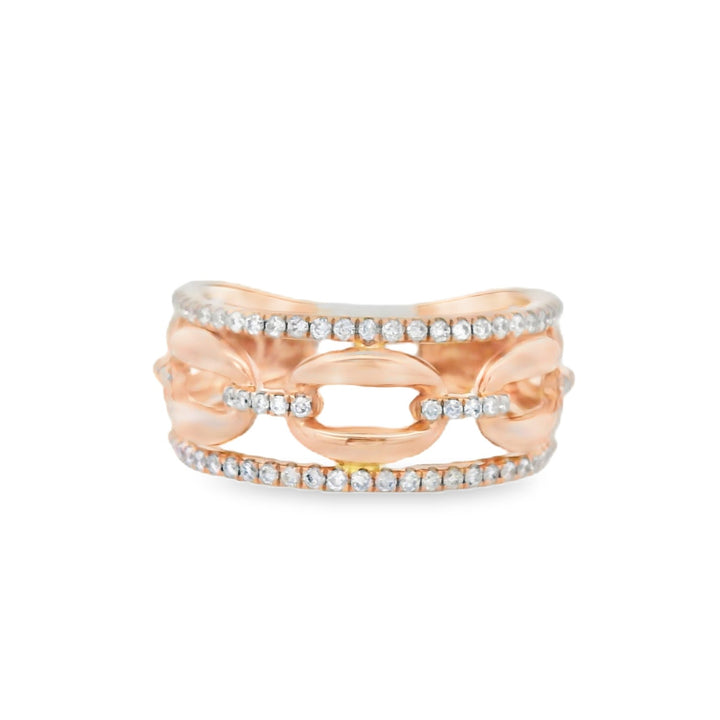 14K Rose Gold 0.30ct Diamond Chain Link Fashion Ring