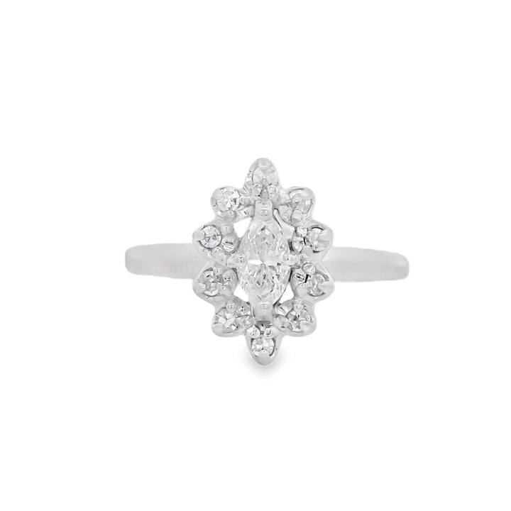 14K White Gold 0.30ct Diamond Cluster Fashion Ring