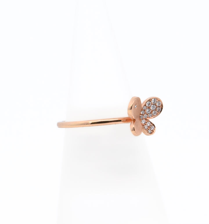 18K Rose Gold 0.09ct Diamond Butterfly Fashion Ring