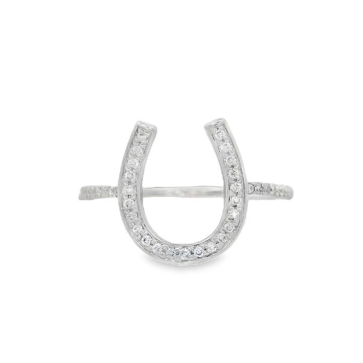 14K White Gold 0.15ct. Diamond Horse Shoe Fashion Ring