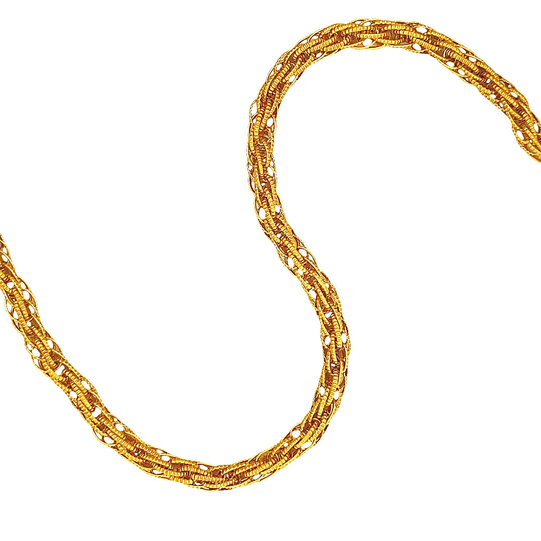 22K Yellow Gold Indian Multi-Link Chain Necklace 24