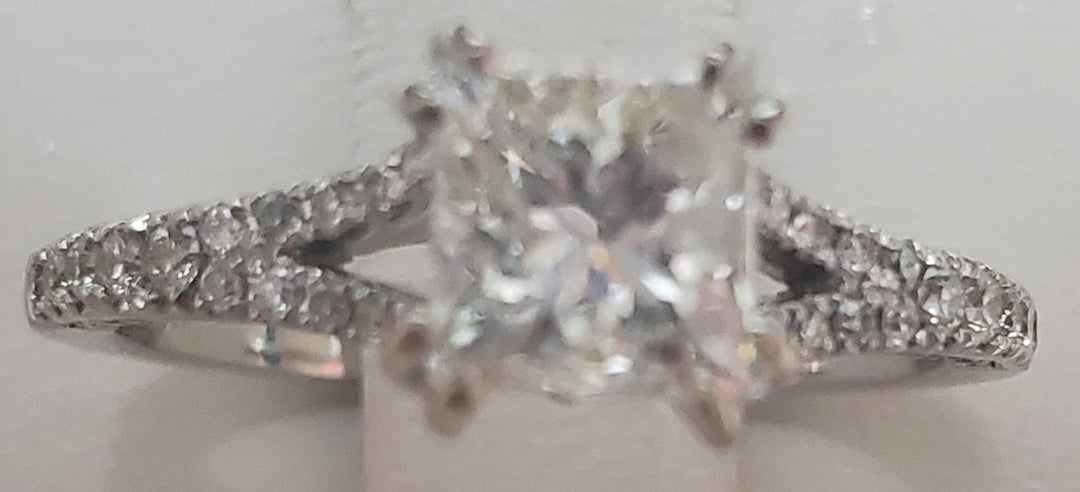 14K White Gold Princess Diamond 1.21Ct Solitaire Engagement Ring