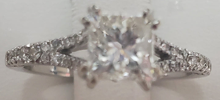 14K White Gold Princess Diamond 1.21Ct Solitaire Engagement Ring