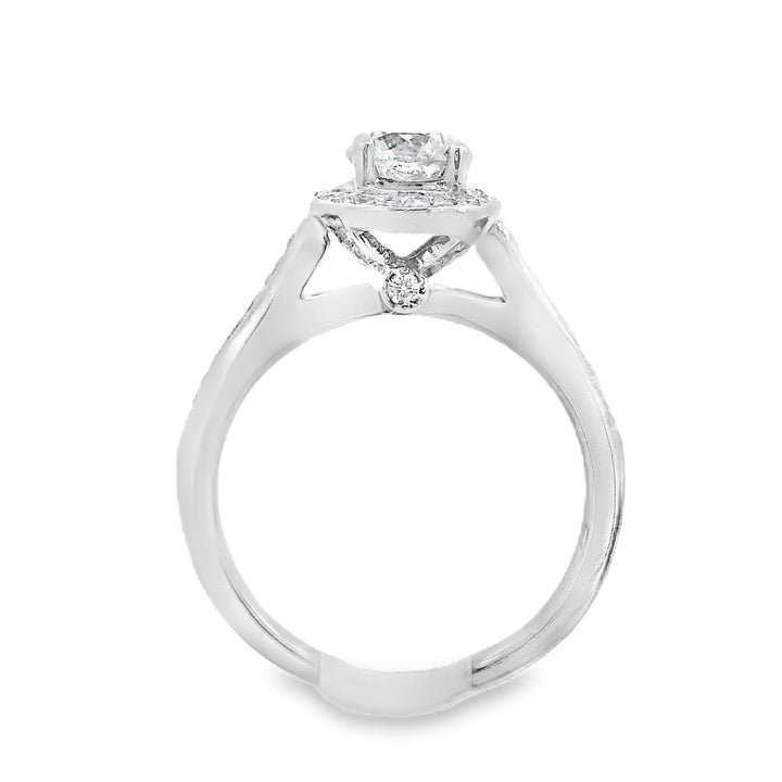 14K White Round Diamond 0.55Ct Halo Engagement Ring