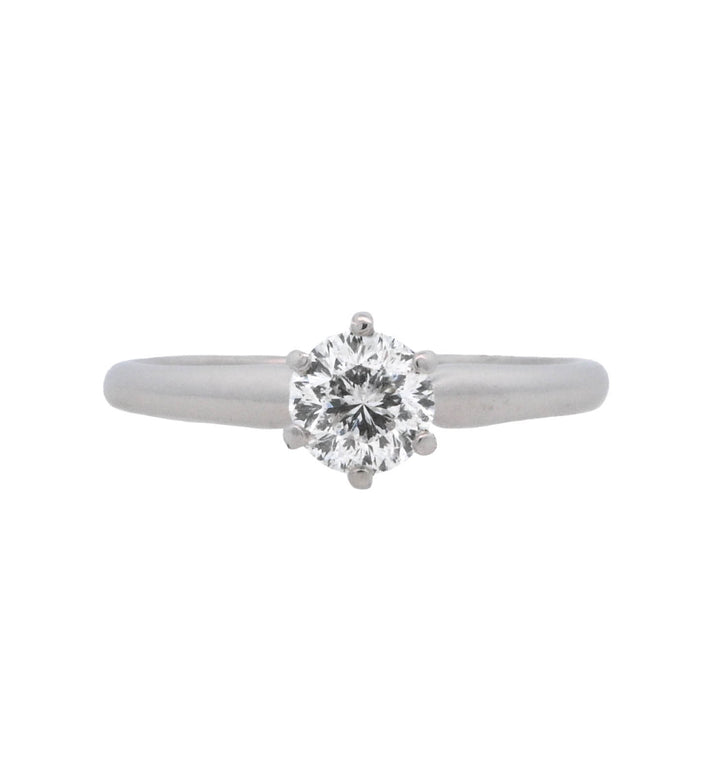 14K White Round Diamond 0.80Ct Solitaire Engagement Ring