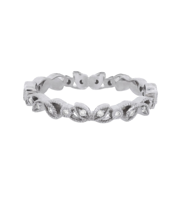 14K White Gold 0.11ct Diamond Women's Wedding Band