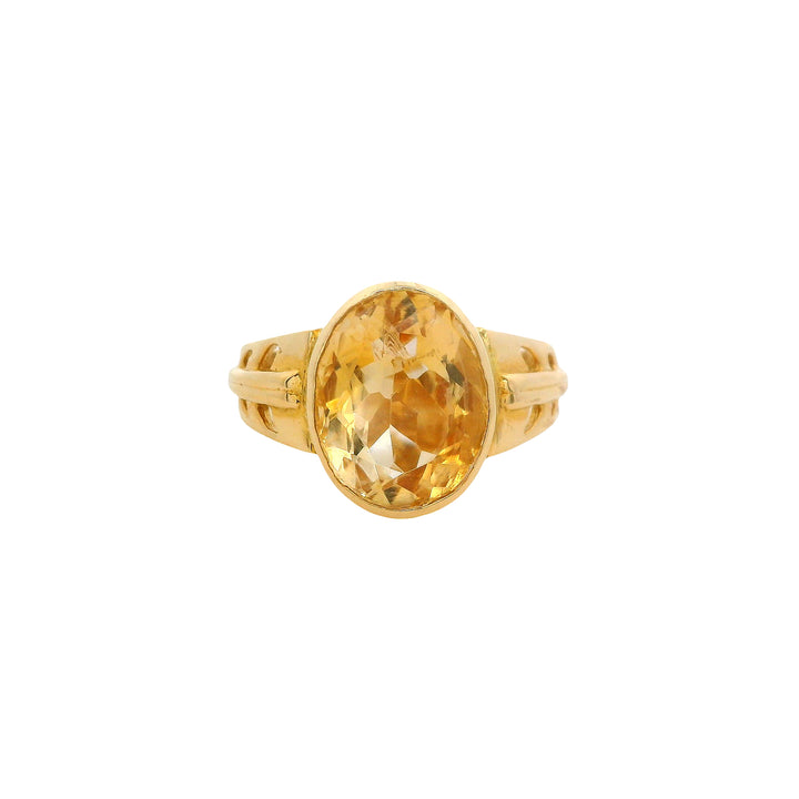 22K Yellow Gold Topaz Solitaire Ring with 5.70 Carat Gemstone