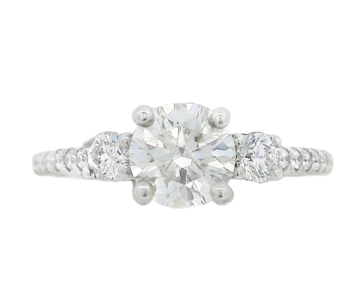 14K White Round Diamond 1.01Ct 3 Stone Engagement Ring