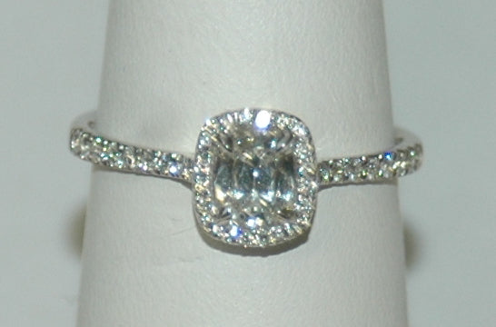 Platinum 0.55Ct Cushion Diamond Halo Engagement Ring