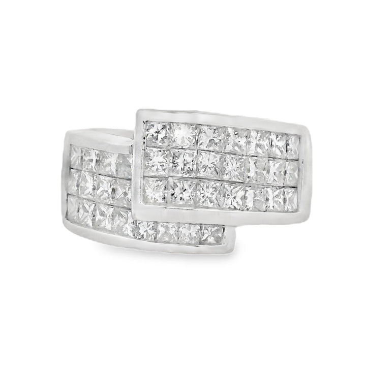 18K White Gold 2.30ct. Invisible- Set Diamond Fashion Ring