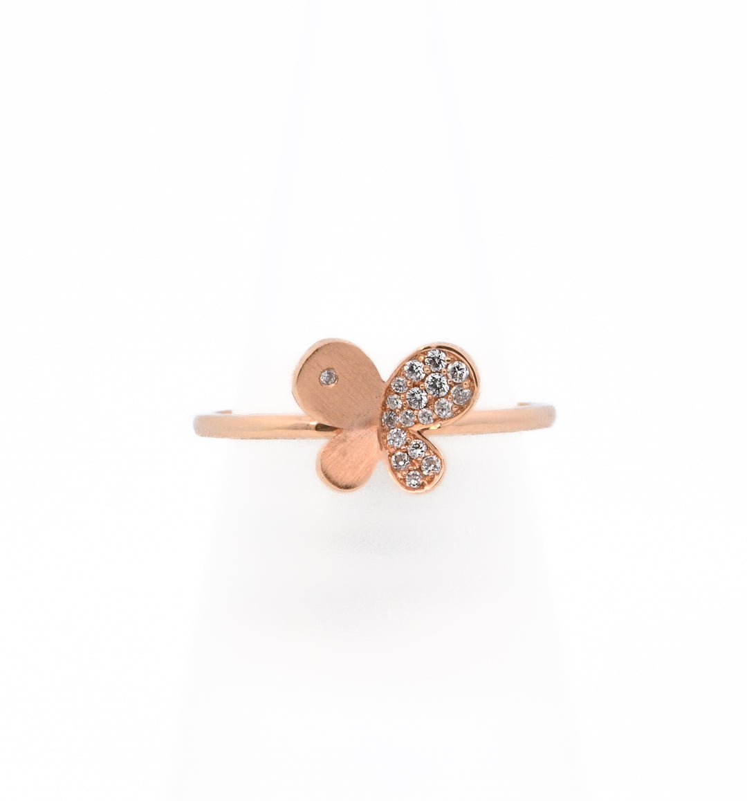 18K Rose Gold 0.09ct Diamond Butterfly Fashion Ring