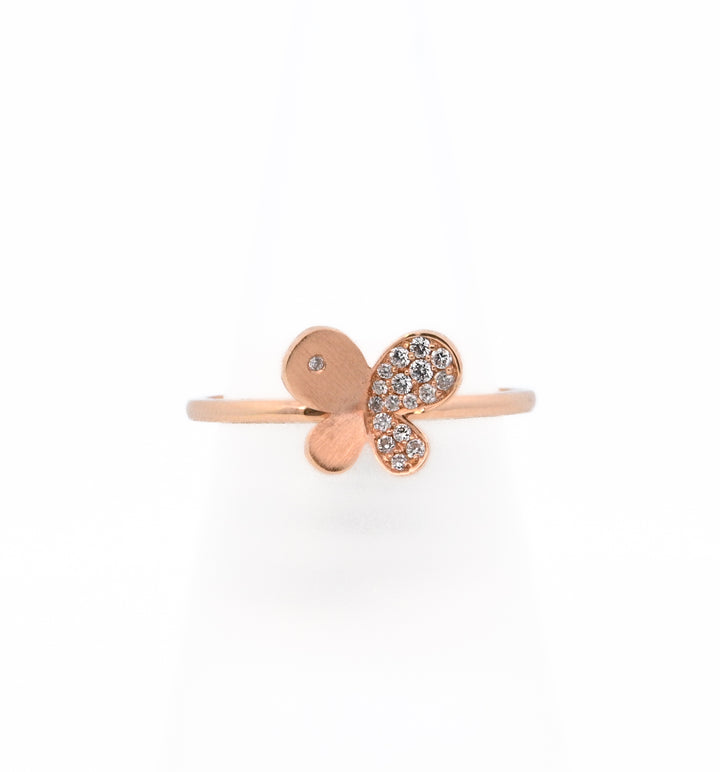 18K Rose Gold 0.09ct Diamond Butterfly Fashion Ring