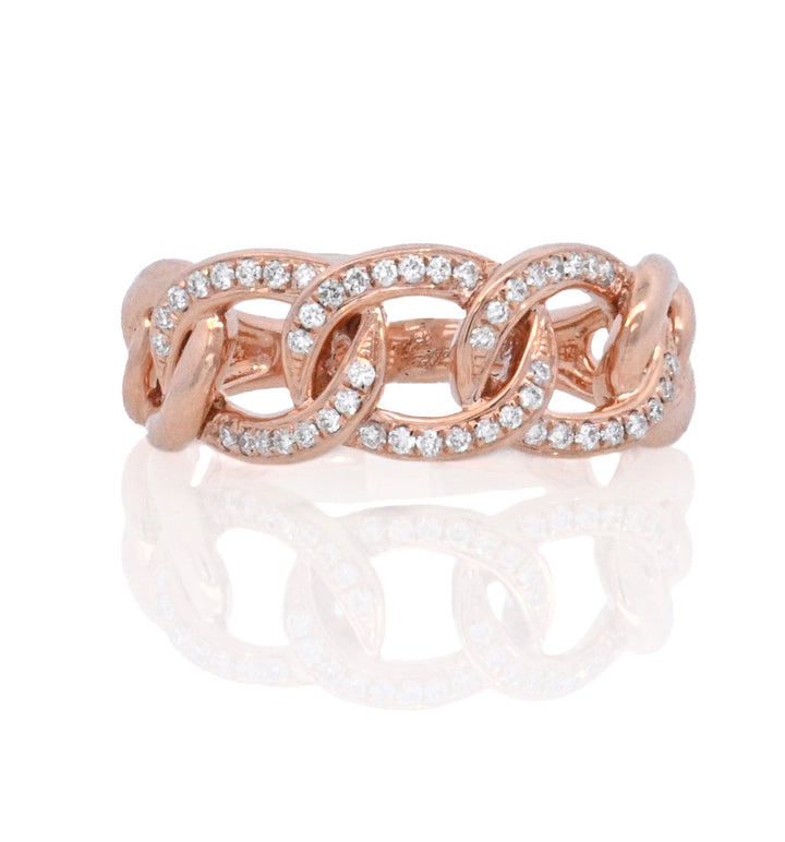 14K Rose Gold 0.18ct Diamond Chain Link Fashion Ring
