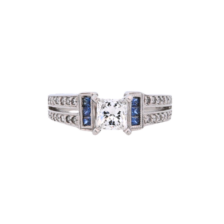 14K White Gold Princess Diamond Vintage Engagement Ring