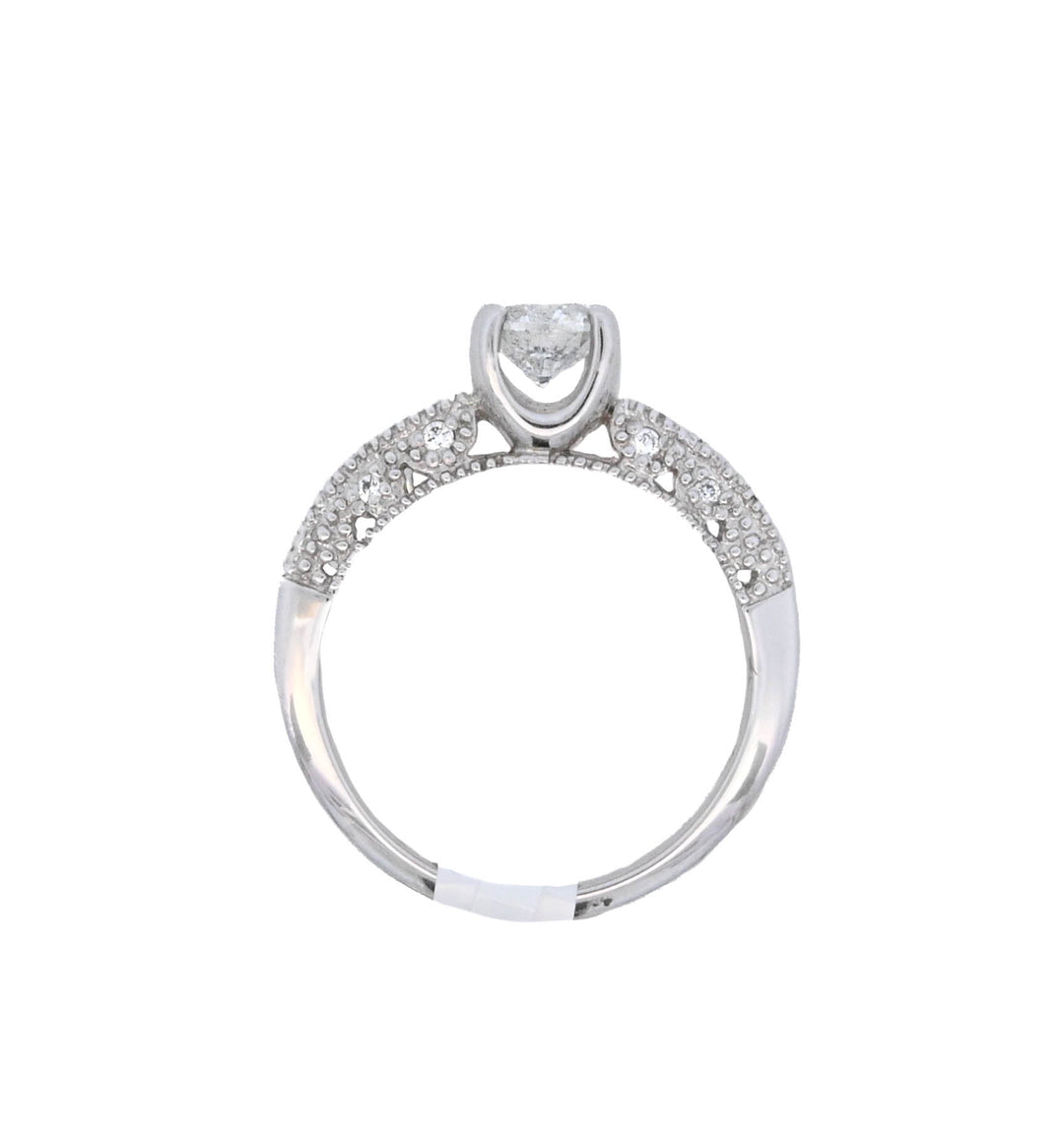 14K White Gold Vintage Round Diamond Engagement Ring