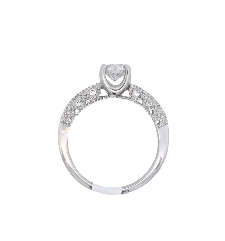 14K White Gold Vintage Round Diamond Engagement Ring