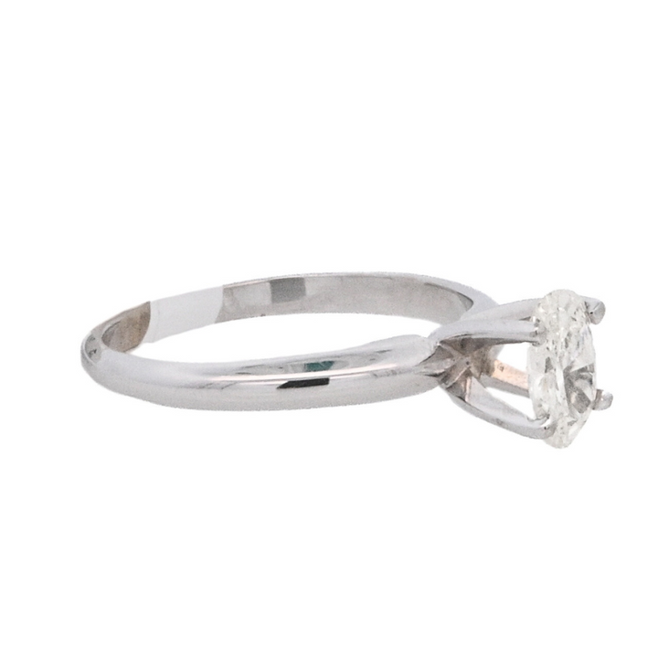14K White Gold 0.66CT Oval Diamond Solitaire Ring