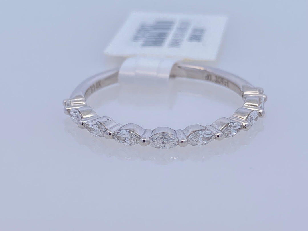 14K White Gold 0.31ct Marquise Diamond Bubble Wedding Band