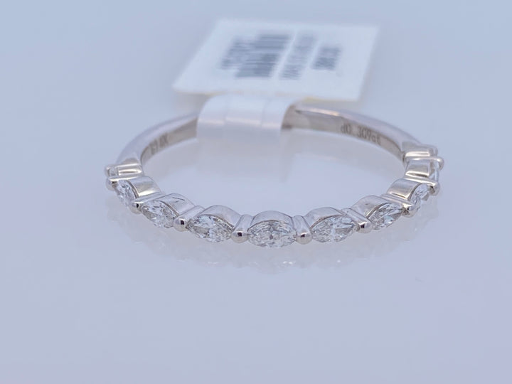 14K White Gold 0.31ct Marquise Diamond Bubble Wedding Band