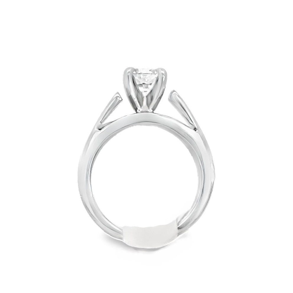 14K White Round Diamond 0.91Ct Solitaire Engagement Ring