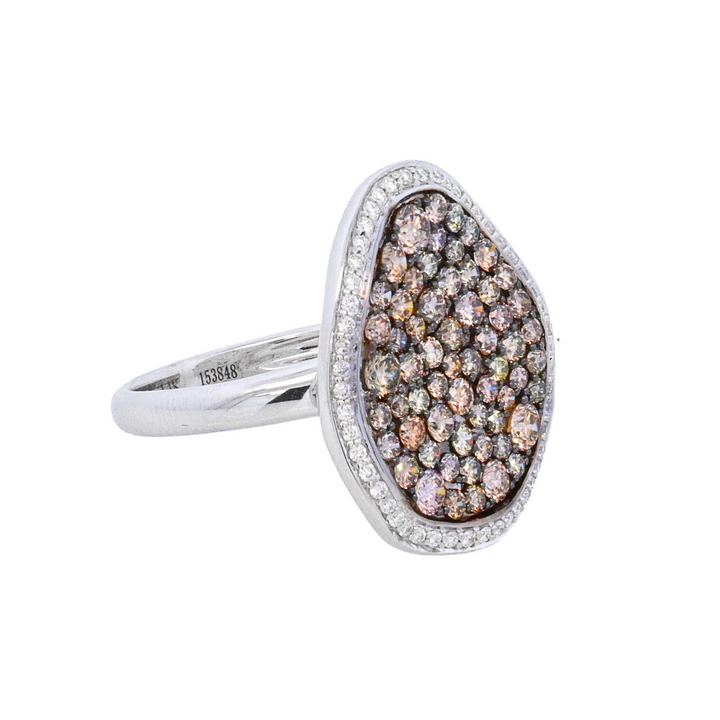 14K White Gold Multi-Diamond Chocolate Fashion Ring