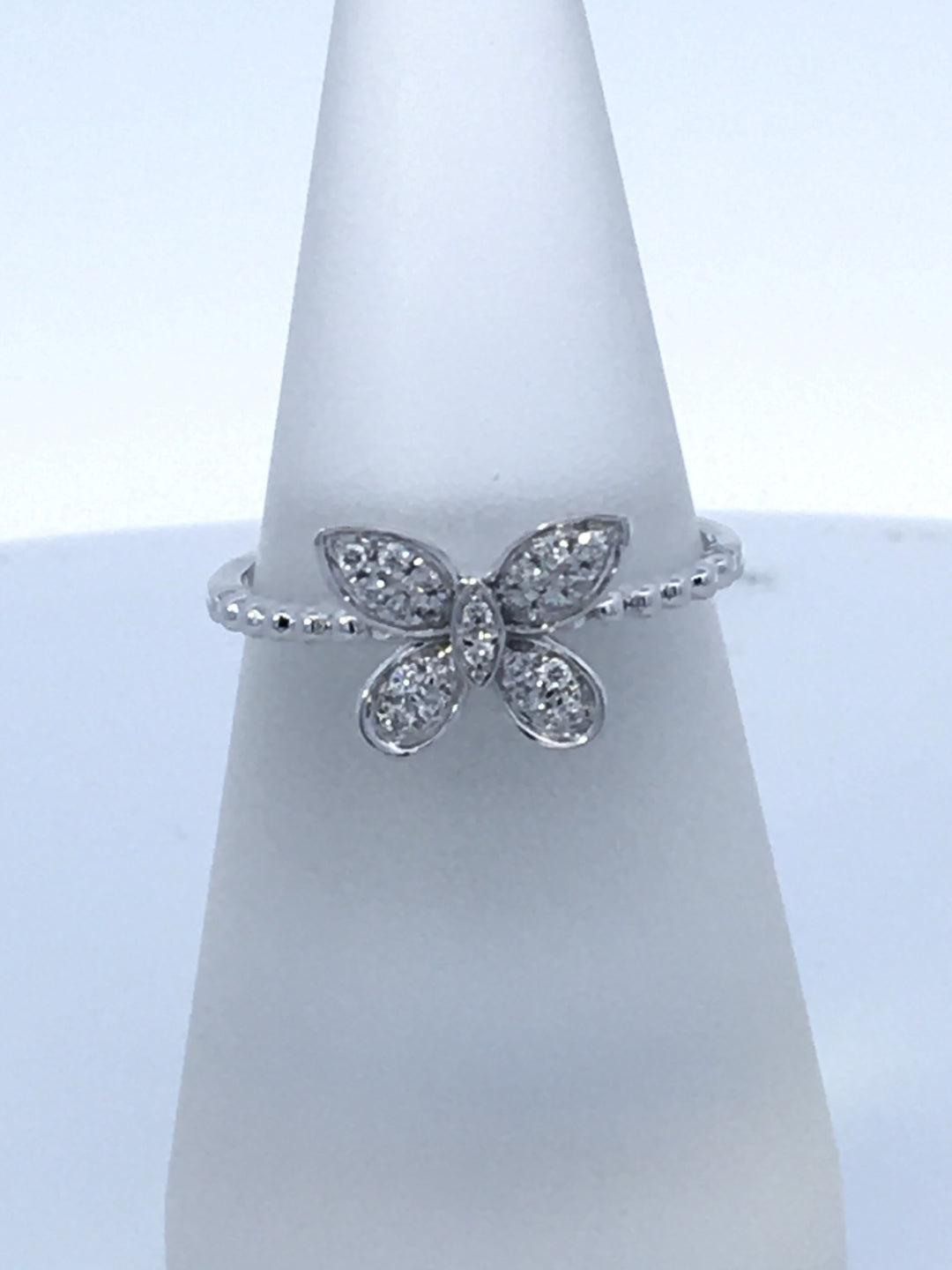 14K White Gold 0.22ct. Diamond Butterfly Fashion Ring