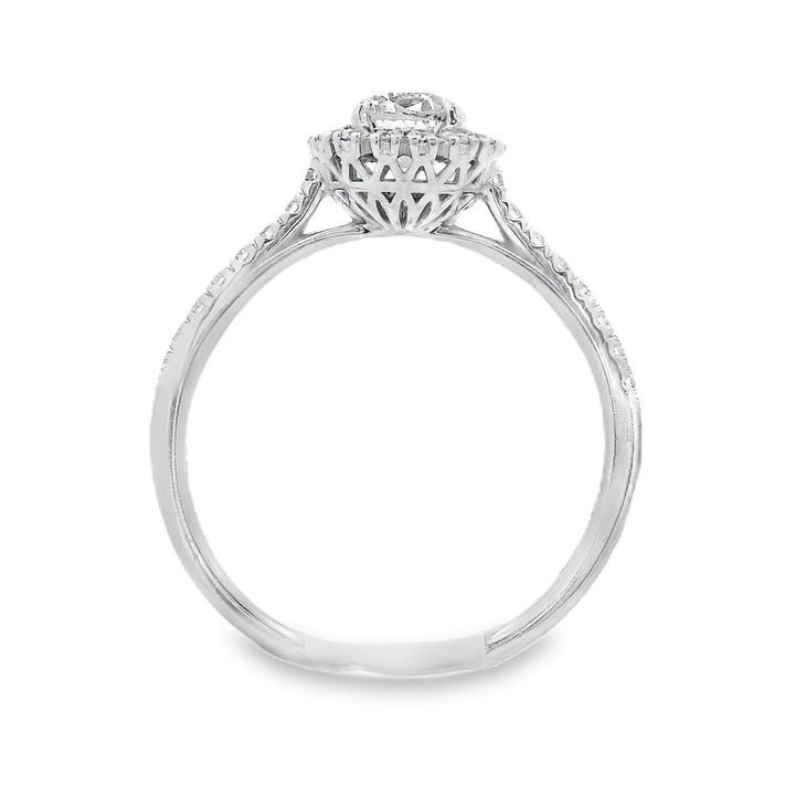 18K White Round Diamond 0.50Ct Halo Engagement Ring