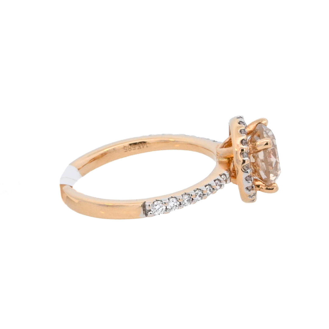 14K Yellow Gold 1.88Ct Round Diamond Halo Engagement Ring
