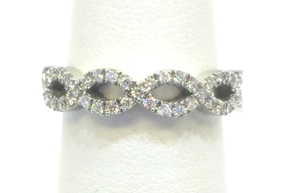 14K White Gold Twisted Diamond Women's Wedding Band