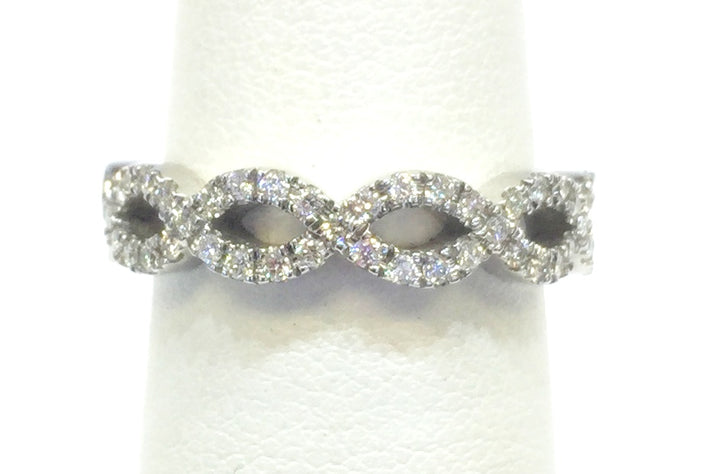 14K White Gold Twisted Diamond Women's Wedding Band