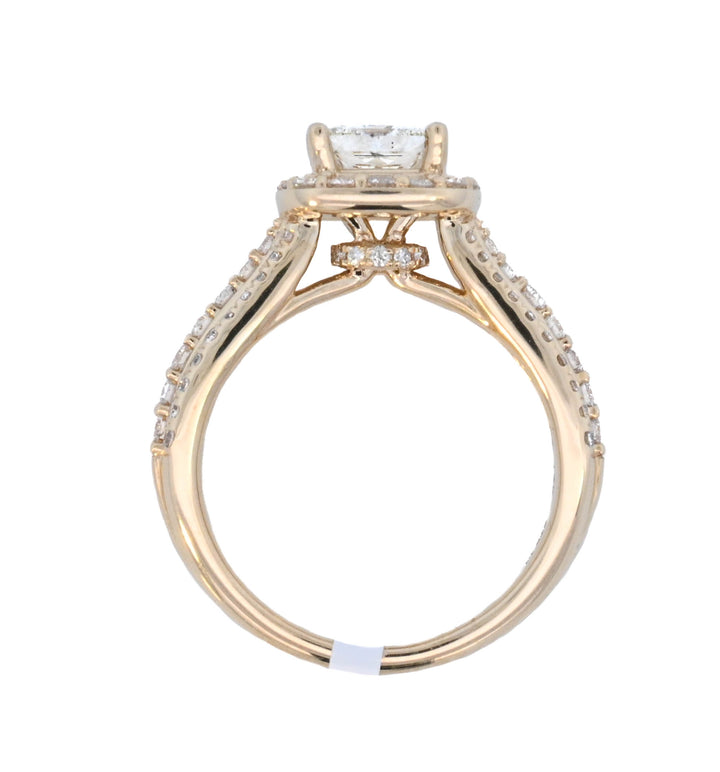 14K Yellow Gold 1CT Princess Diamond Halo Engagement Ring