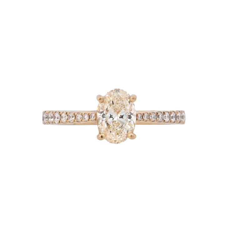 18K Yellow Gold 0.90Ct Oval Diamond Solitaire Ring
