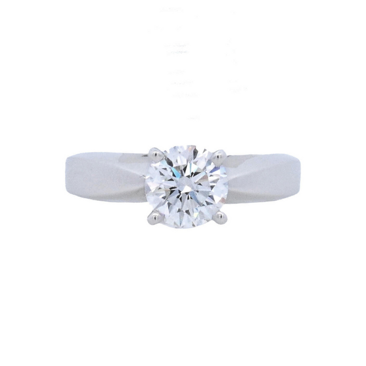 14K White Round Diamond 1.00Ct Solitaire Engagement Ring