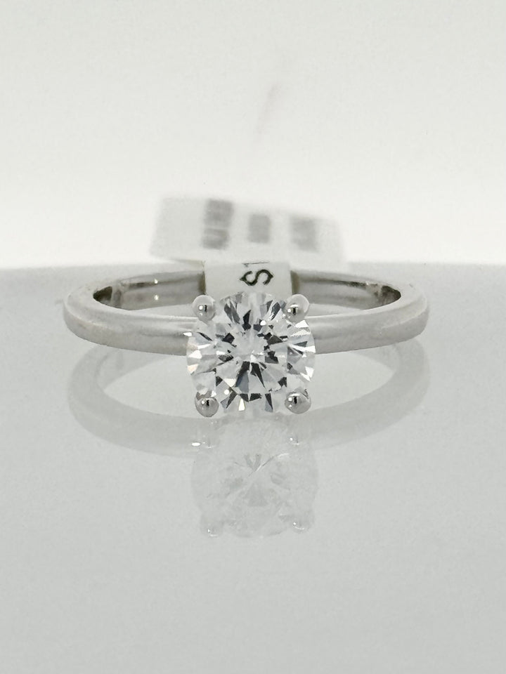 14K White Round Diamond Solitaire Engagement Ring