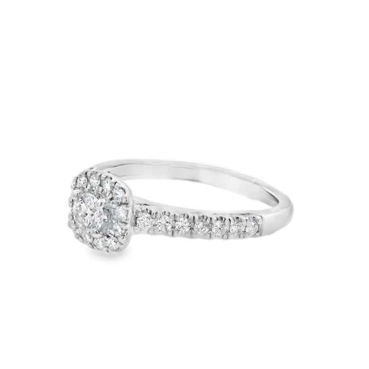 14K White Round Diamond 0.45Ct Halo Engagement Ring