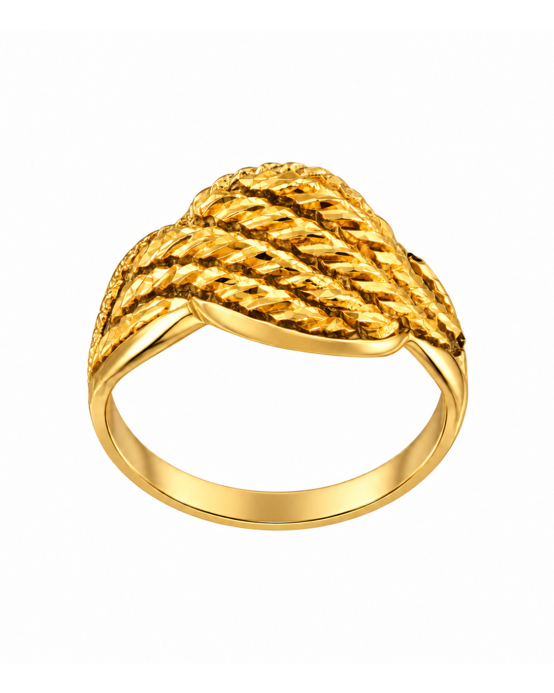 22K Yellow Gold Decorative Artisan Ring, Size 6