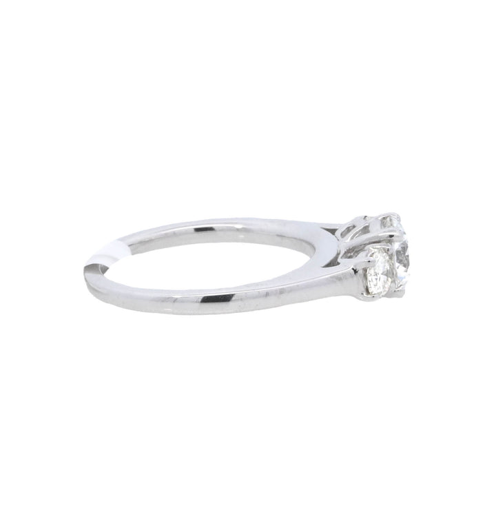 14K White Round Diamond 0.90Ct 3 Stone Engagement Ring