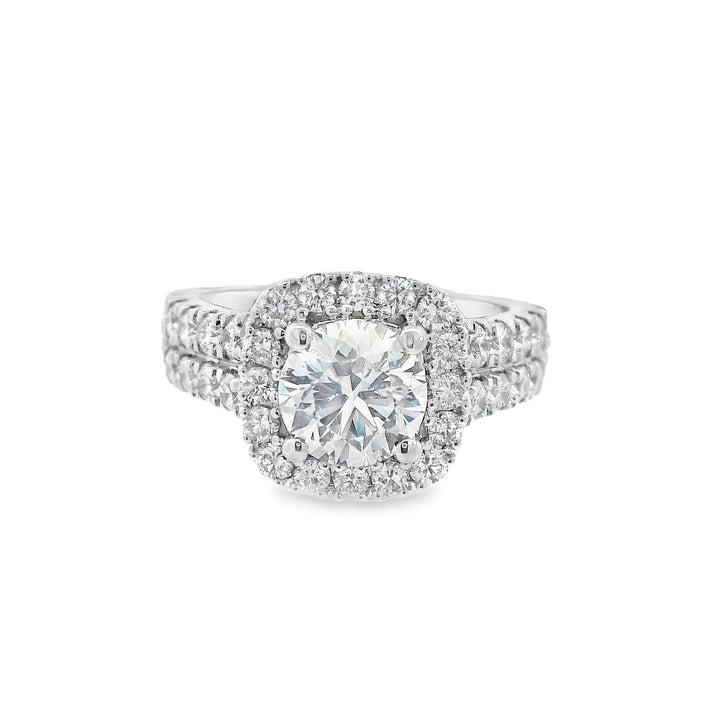 14K White Round Diamond 1.50Ct Halo Engagement Ring