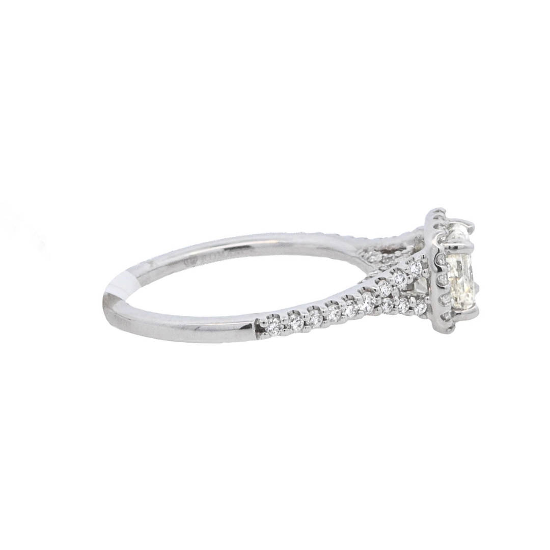 18K White Princess Diamond 1.01Ct Halo Engagement Ring