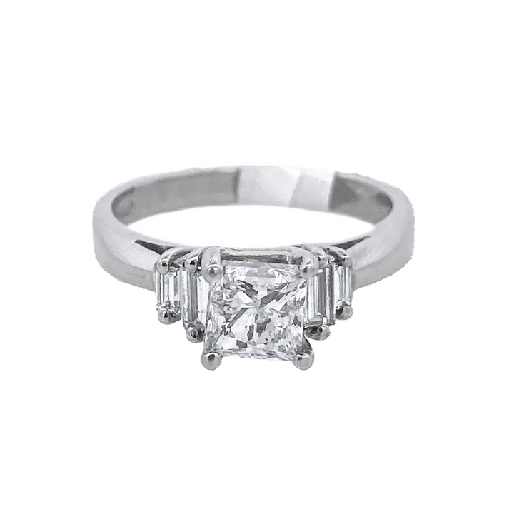 14K White Princess Diamond Solitaire Ring