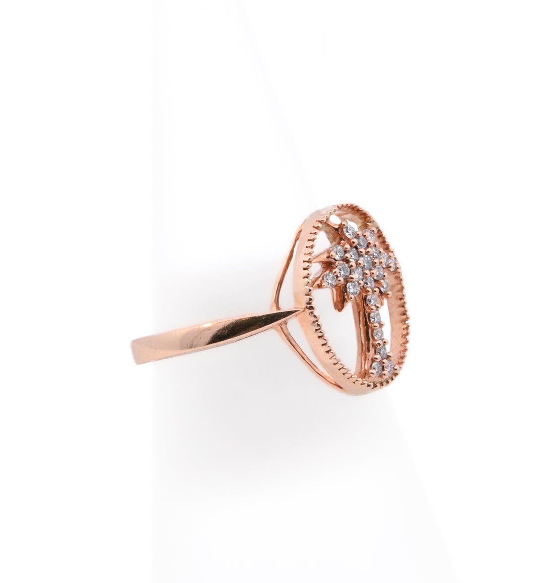 14K Rose Gold 0.20ct Diamond Palm Tree Fashion Ring