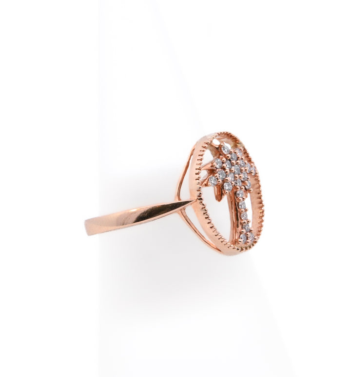 14K Rose Gold 0.20ct Diamond Palm Tree Fashion Ring